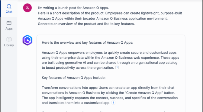 Amazon Q Apps, now generally available, enables users to build their own generative AI apps